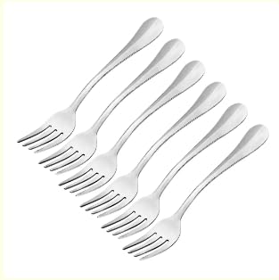 Hitech sales Stainless Steel Set of 4 19cm Long 100% Food Grade NonToxic AntiRust Dishwasher Safe Premium Forks for Soup IceCream Dessert Tableware Tea Dinner Home Kitchen Daily MultiPurpose Use