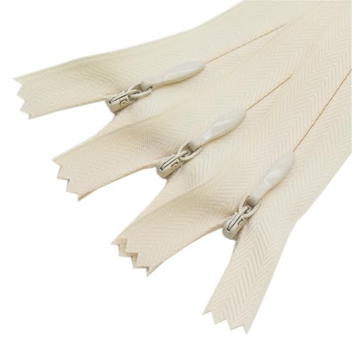 YaHoGa 10PCS 22 Inch Invisible Zippers for Sewing Dresses Skirts Beige