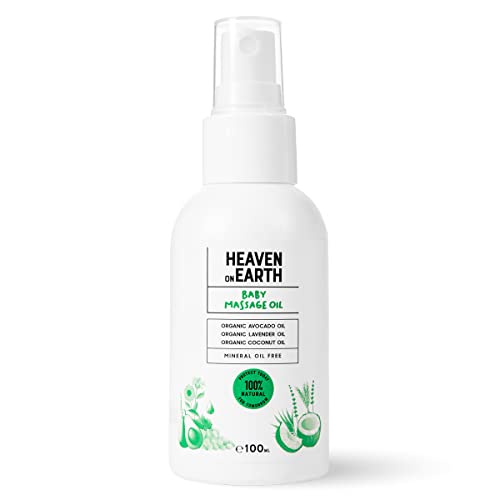 Image of Heaven on Earth Baby Oil for Newborns – Moisturizing & Nourishing Blend with Jojoba, Coconut, Olive & Avocado Oils – Paraben & Sulfate-Free – Hypoallergenic Infant Skincare – 4 fl oz