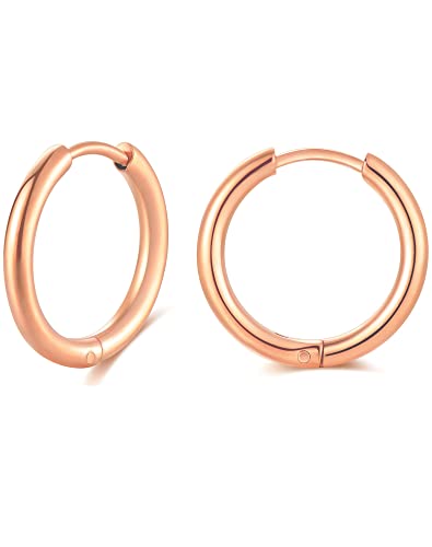 Image of 316L Surgical Stainless Steel Huggie Hoop Earrings 6mm 8mm 10mm 11mm 12mm 14mm Hypoallergenic Earrings Hoop Cartilage Helix Lobes Hinged Sleeper Earrings For Men Women