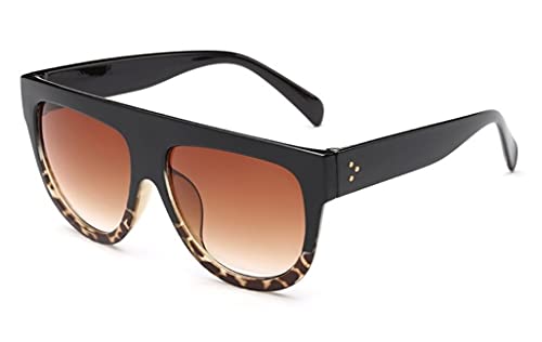 Chezi Plastic Bold Flat Top Round Sunglasses