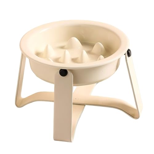 早食い防止 食器 凹凸設計 フードボウル 陶器製 犬 猫用 スローフィーダー 餌皿 餌入れ スタンド付き 電子レンジ・食洗機OK ペットボウル 食べやすい ペット用品