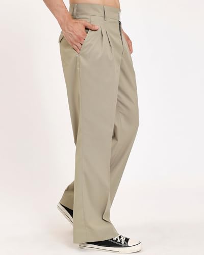 Image of Thevasa Relaxed Fit Korean Pants for Men, Suitable for Casual & Formal Wear, Stylish Baggy Pants for Men, Pleated Pants for Men
