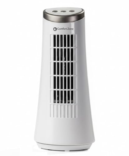 Comfort Zone 12-Inch Oscillating Desktop Tower Fan – Ultra-Slim Bladeless