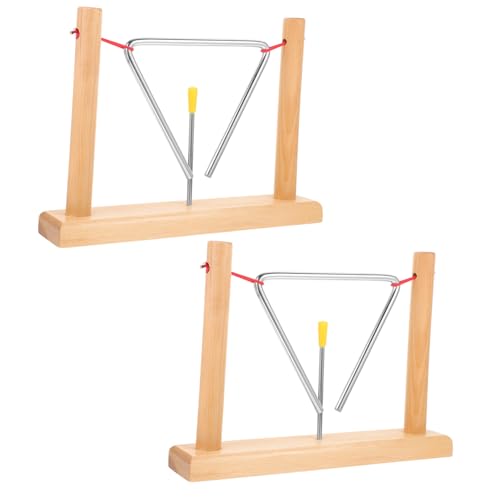 GOOHOCHY 2 Sets Triangular Hand Percussion Instrument Musical Triangle Bell Hand Percussion Triangles Triangle Instrument Triangle Music Percussion Triangle Percussion Tools Oak