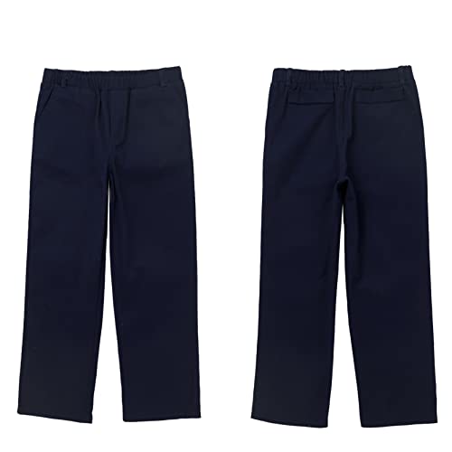 Boys Trousers Flat Front School Uniforms Elastic Waist Gentleman Formal Dress Pants for Wedding Birthday Party Navy Blue 14 Years3