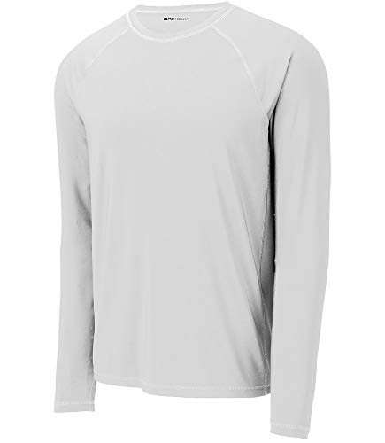 DRIEQUIP Mens UPF 50 Long Sleeve Rashguard Tee-S-White
