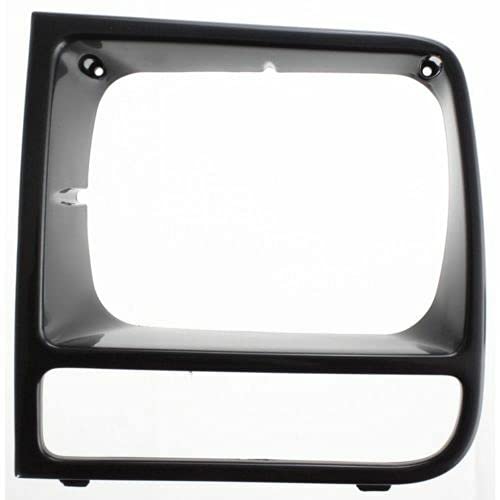 I-MATCH AUTO PARTS | Front Left Driver Side Head Light Door Molding Insert Bezel Cover Grille Trim | Black Smooth | For 1997-2001 Jeep Cherokee Midsize | 55055137 + CH2512157