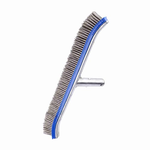 SIXRUN Cepillo de Acero para Piscina de 18 Pulgadas, de Acero Inoxidable, Cerdas Duraderas para y Piscinas