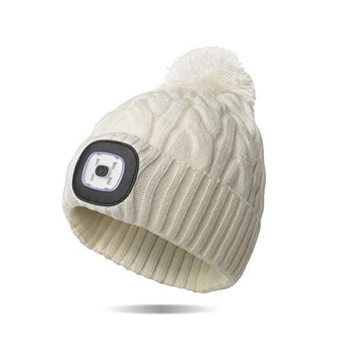 Image of Classic Rechargeable LED Warm Knit Beanie Head Light Hat Headlamp for Outdoor Activities