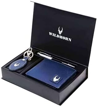 WildHornยฎ RFID Protected Genuine Leather Wallet & Gift Combo for Men
