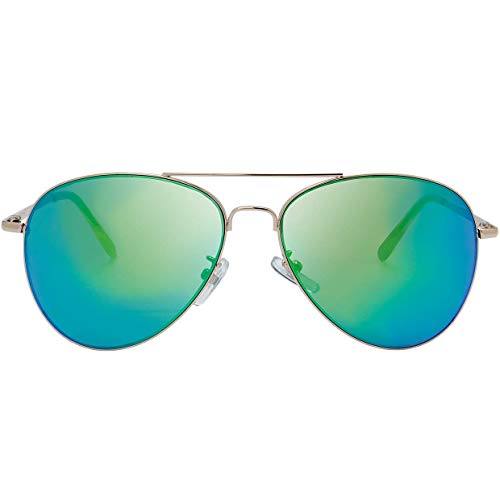 Image of The Fresh Classic Aviator Sunglasses for Men Women, Metal Frame Mirror Lens, Pilot Style, Includes Cleaning Cloth, Pouch