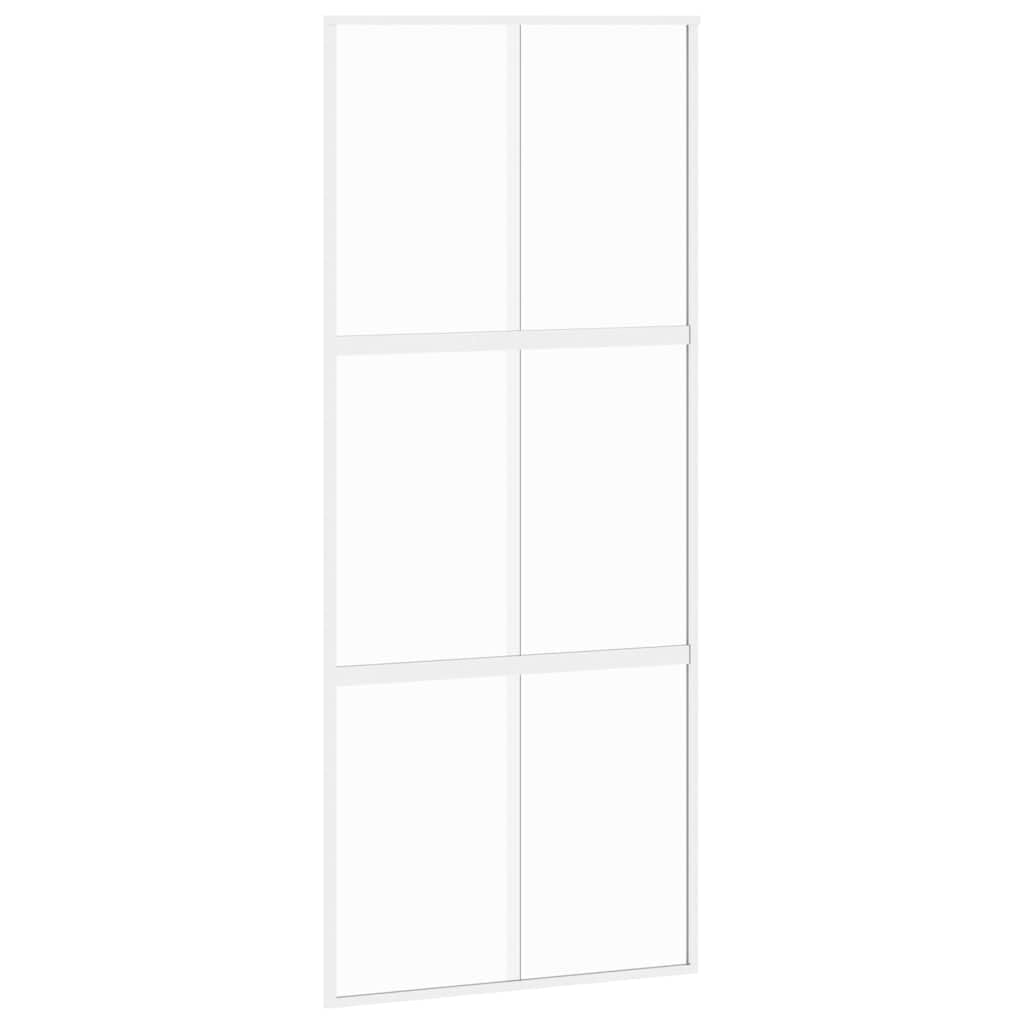 Vidaxl Sliding Door White 90X205 Cm Tempered Glass And Aluminium