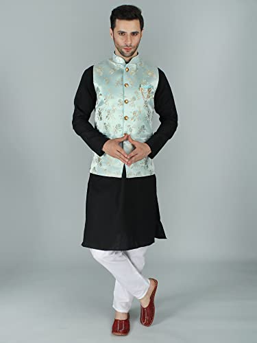 Image of Exotic India Ethnic Wear Floral Brocade Nehru Jacket Waist Coat