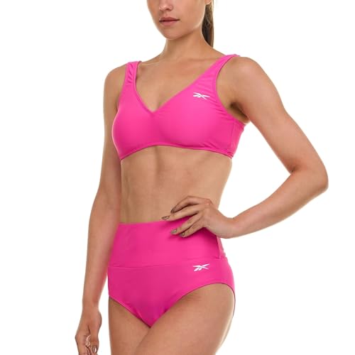 Reebok Women's Bralette Bikini Set, High Waisted Swimsuits Bottoms Pink - image 1
