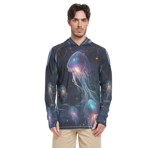 T-Shirt Pêche et Running Homme Rash Guard manches longues à imprimé méduse pour vos journées en mer