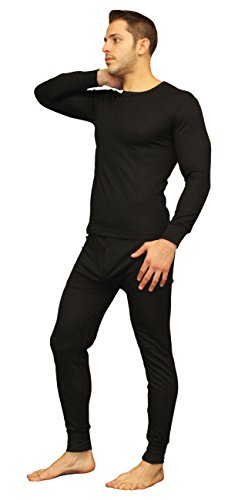Men's Soft Cotton Waffle Thermal Underwear Base Layer Long Johns Sets with Fly