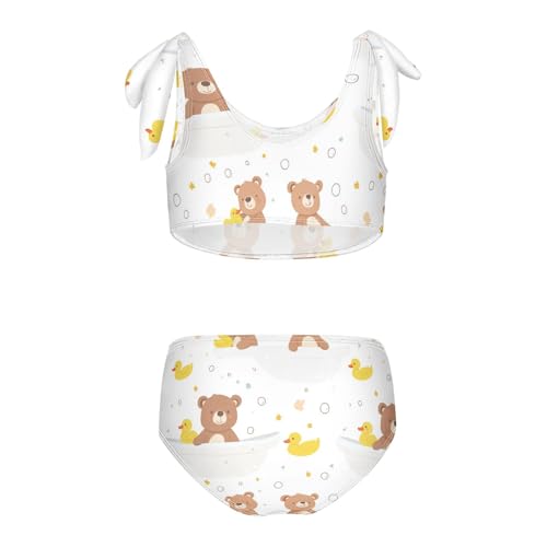 Wusikd Cute Brown Bears Girls Swimsuits Two Piece Ducks Swimwear Bikini Set for for Girls Size 3T2