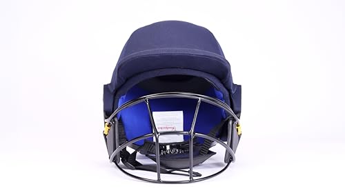 Image of Woodpecker Pro 2.0 Professional Grade Cricket Batting Helmet | Navy Blue | Steel Double Grille Face Guard | Cloth-Fabricated, Lightweight & Comfortable, Fabric Covered Helmet with Cloth (Size-S)