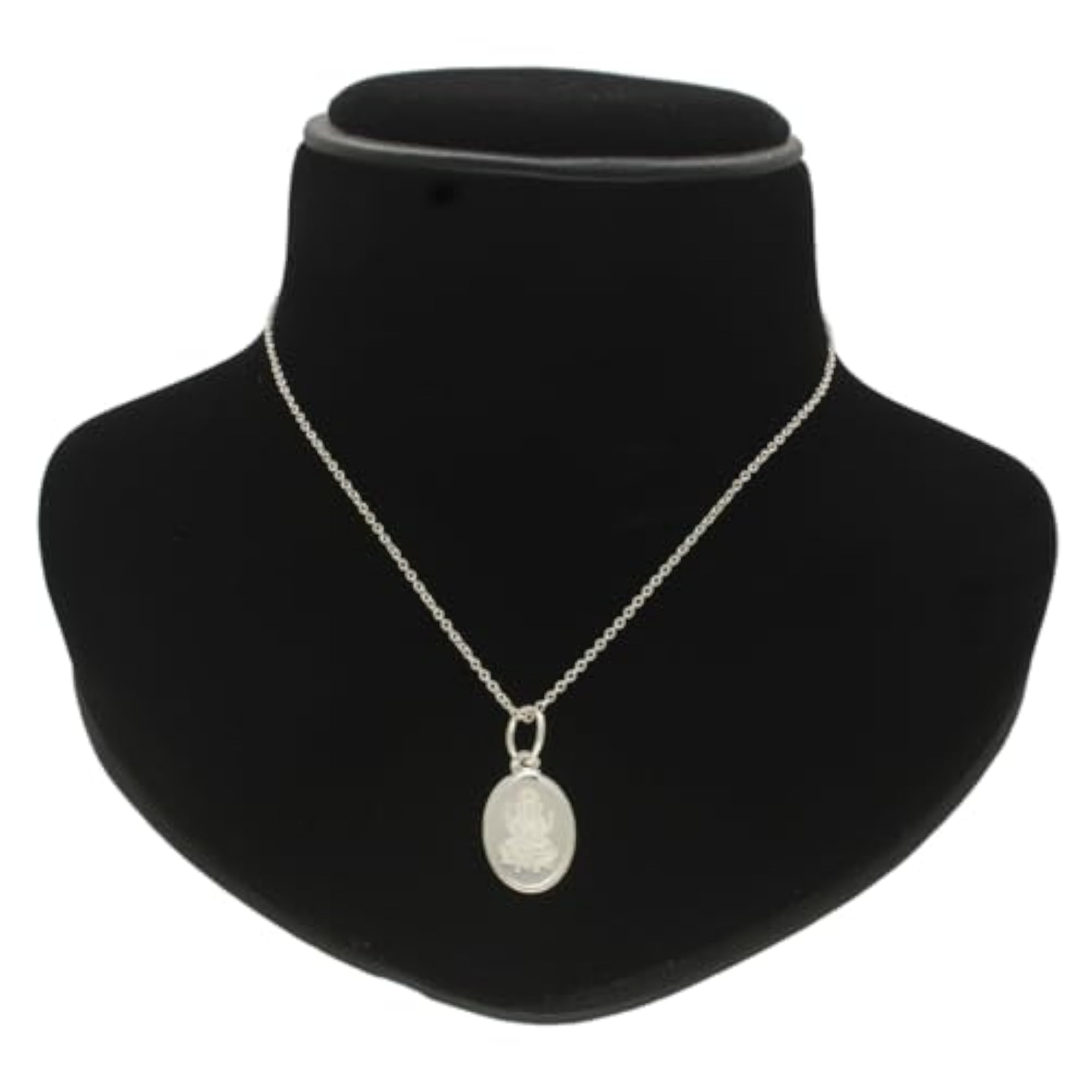 2 Grams Pure Silver Ganesha Oval Pendant with Chain