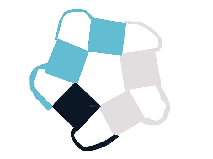 Cotton 4 Tani Patka - Four Tani/Strings/Taniyan Wala Patka/Sikh Kids & Boys Dastaar/Bandana - Pack of 5(sky blue 2,black 1, white 2)