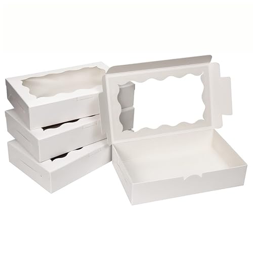 Febbya Cookie Boxes with Window 20 PCS Rectangle Bakery Box Brownie Box for Macaron Cupcake Doughnuts Treat Boxes for Cakes and Biscuits Dessert Boxes for Gift 18x11x4cm