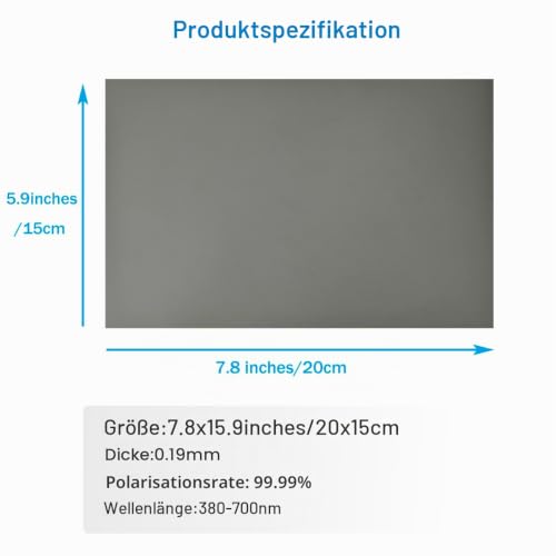 Polarisierte Film-Blätter, 21 x 15 cm, linearer Polarisationsfilter, Nicht klebend, für Bildung, Physik, Fotografie, Beleuchtung, 3 Stück