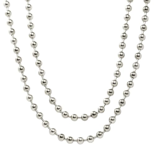 [Ｃｒｅａｍ　ｄｏｔ．] クリームドット ネックレス ステンレス サージカルステンレス レディース 人気 ロング つけっぱなし チェーン ボールチェーン 2重 2連 2way 【シルバー × ワンサイズ】