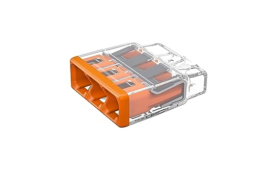 WAGO COMPACT splicing connector; for solid and stranded conductors; max. 4 mm²; 3-conductor; orange cover; Surrounding air temperature: max 85°C (T85); 4,00 mm²; transparent - Image 3