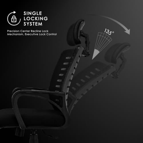 Image of Varaha Aroha BIS Certified Ergonomic Headrest Study Chair for Home & Office | Breathable Air Mesh Back Computer Desk Chair with Adjustable Support, Tilt Lock, Gas Lift | Heavy Duty Nylon Base | Black