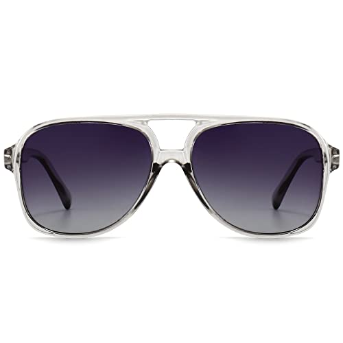 Image of LASPOR Polarized Aviator Sunglasses for Women Men 70s Vintage Retro Glasses Large Frame Plastic Shades UV400