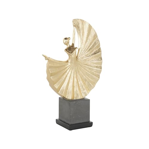 Escultura decorativa bailarina de polystone dorada 11x4x17 in miniatura 1
