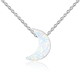 Collar con colgante de luna brillante para mujer, gargantilla de cadena de eslabones 925