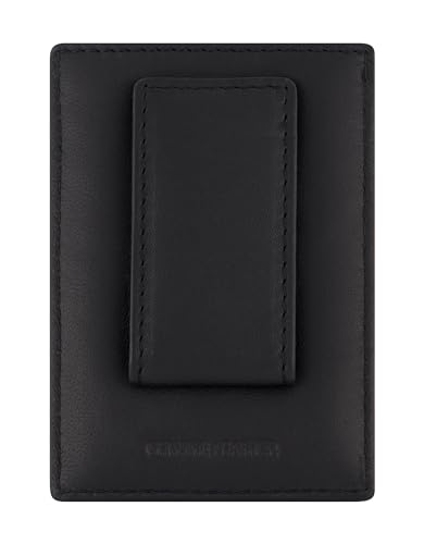 Karl Lagerfeld Paris Men's Nappa Grey Bubble Leather Iconic Logo on a Gunmetal Plate Card Holder, Black_logo4, One Size2
