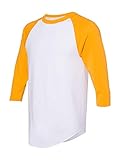Augusta Sportswear Herren Baseball Trikot 2.0, Herren, 3/4-Ärmel, Baseball Jersey 2.0, Weiß/Gold, 3X-Large