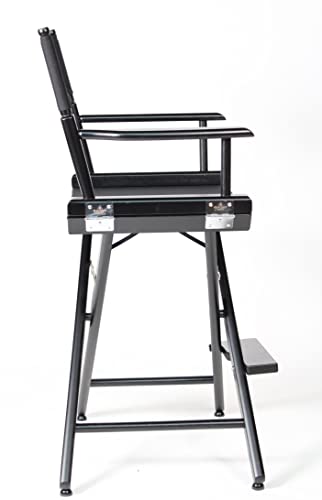 Filmcraft Professional Grade Studio Director's Chair Medium Seat Height (24 inch) with Black Finish and Black Canvas