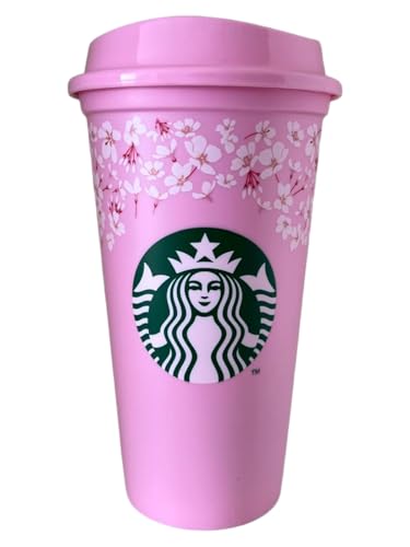 STARBUCKS Reusable Plastic Travel Eco Pink Hot Cup/Mug/Tumbler Sakura Cherry Blossom Spring 2026 Grande Medium 16oz 473ml