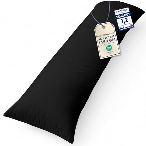 Utopia Bedding Nackenkissen, 40x145 cm Ganzkörperkissen, weiche Hohlfaserfüllung, langes Schwangerschaftskissen zur Unterstützung der Mutterschaft und für Seitenschläfer (Schwarz) Utopia Bedding Nackenkissen, 40x145 cm Ganzkörperkissen, weiche Hohlfaserfüllung, langes Schwangerschaftskissen zur Unterstützung der Mutterschaft und für Seitenschläfer (Schwarz)