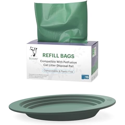 PetFusion Compatible Cat Litter, Dog Waste Pail plus New Whisker Friendly Food Dish for Cats and Small Dogs (Green) Cover