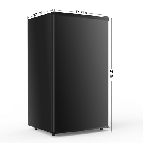 Image of NEWBULIG Mini Fridge with Freezer 3.2 Cu.Ft Small Refrigerator for Office, Dorm, Small Fridge with Adjustable Thermostat, Energy Saving, Singel Door, Black
