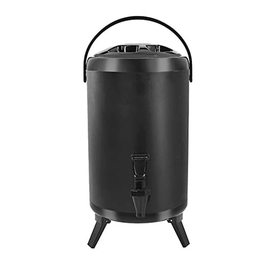 Stainless Steel Insulated Beverage Dispenser 12 Liter/3.17 Gallon with Spigot for Hot Tea & Coffee, Cold Milk, water, juice in parties, offices, Soup Family Party，weddings(Black)