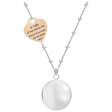 SAGA GIOIELLI® Angel caller necklace, chime ball, heart with emotional saying is the cave of a new life Cover