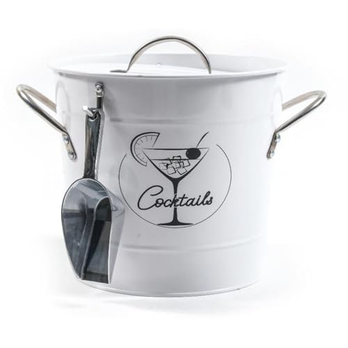 Decor Space Cestello in metallo con interno isolante e pinza per il ghiaccio (Bianco)