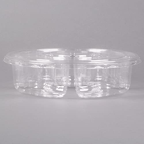 10" Fruit Veggie Tray with Lid [4 Pack], Clear PET Plastic Round 5 Compartment Party Trays for Serving Food | Party Platters for Snack, Taco Appetizer Vegetable Dip Serving Tray, Salad Bar Containers - Thumbnail 4