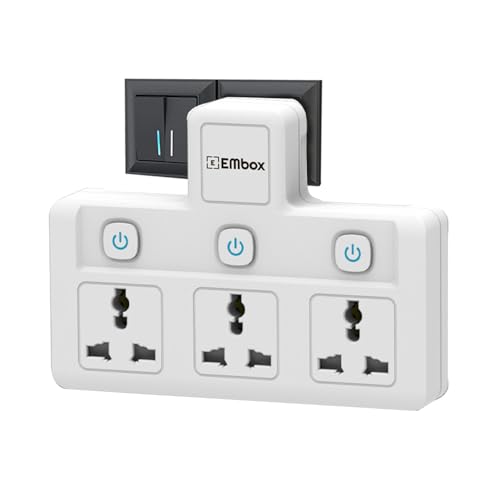 Image of EMBOX Multi Plug Socket with Individual Switch-Cordless Extension Board with 3 Universal Sockets-Multiplug -1500W