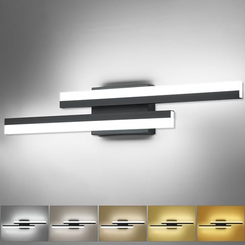 Image of PRESDE 24 Inch LED Bathroom Vanity Light Bar, Modern Black Wall Lighting Fixture Over Mirror 5CCT