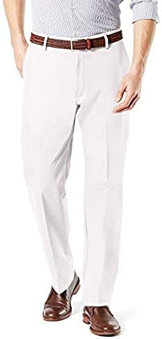 Dockers Men's Classic Fit Signature Khaki Lux Cotton Stretch Pants (Regular and Big & Tall), Paper White, 34W x 32L