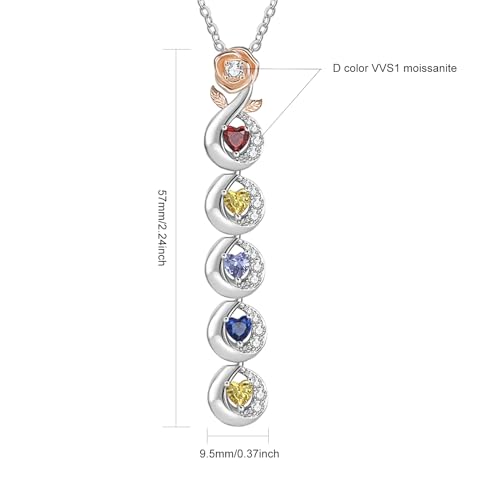 10K/14K/18K Gold Personalized Family Birthstone Necklace with 2~5 Name D Color VVS1 Moissanite Custom Heart Birthstone Name Necklace Best Gift for Mom/Wife/Friend/Family3