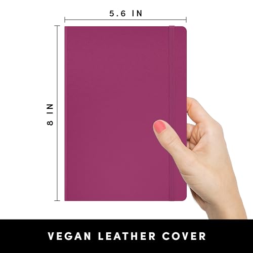 Image of PAPERAGE Lined Journal Notebook, (Raspberry), 252 Pages, Medium 5.6 in x 8 in - 100 GSM Thick Paper - Hardcover Journaling Notebook for Work, School & Note Taking