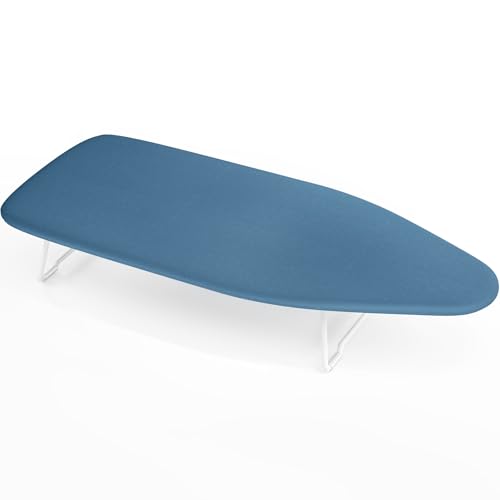 Kleines Tisch Bügelbrett mit hitzebeständigem Bezug Kompaktes Mini Bügelbretter mit Metallnetzrahmen Ideal für Wohnheime Wohnungen & Reisen mit Aufhängehaken Bügeltisch 31 x 76 cm Blau